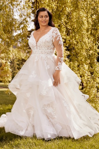 Romantic Tiered Tulle Ballgown with Floral Lace Sienna $3 thumbnail