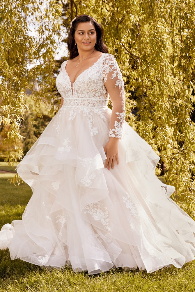 long sleeve ball gown wedding dress plus size Sparkle Glitter Wedding Dress - Long Sleeve Wedding Dress