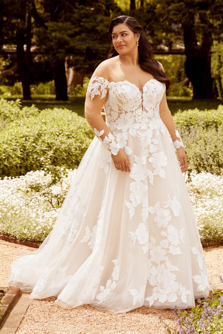 Bold Floral Lace Corset Back Wedding Dress Elodie Thumbnail Image