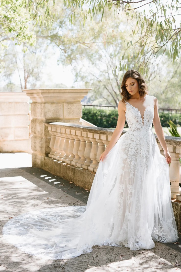 Boho-Inspired Wedding Gown with Cotton Lace Finley Thumbnail Image