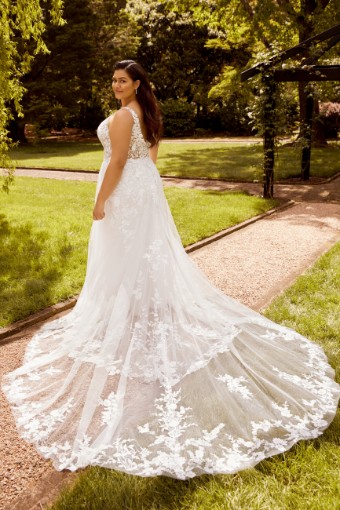 Modern Floral Wedding Gown with Overskirt $2 thumbnail