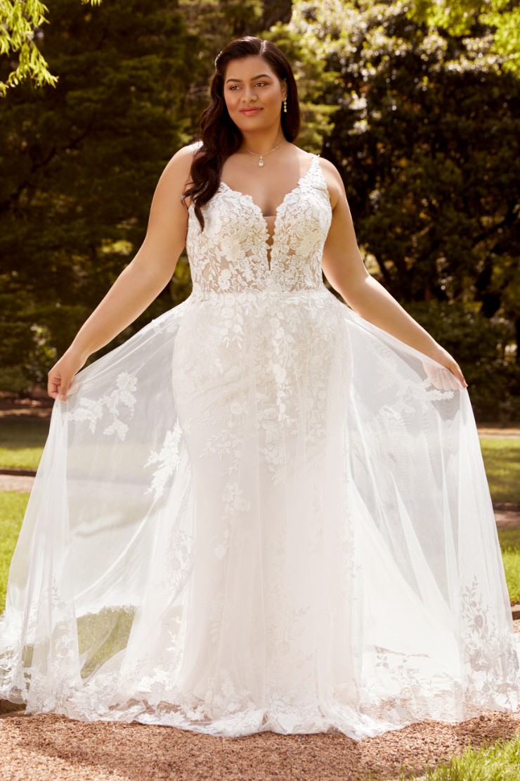 Modern Floral Wedding Gown with Overskirt Thumbnail Image