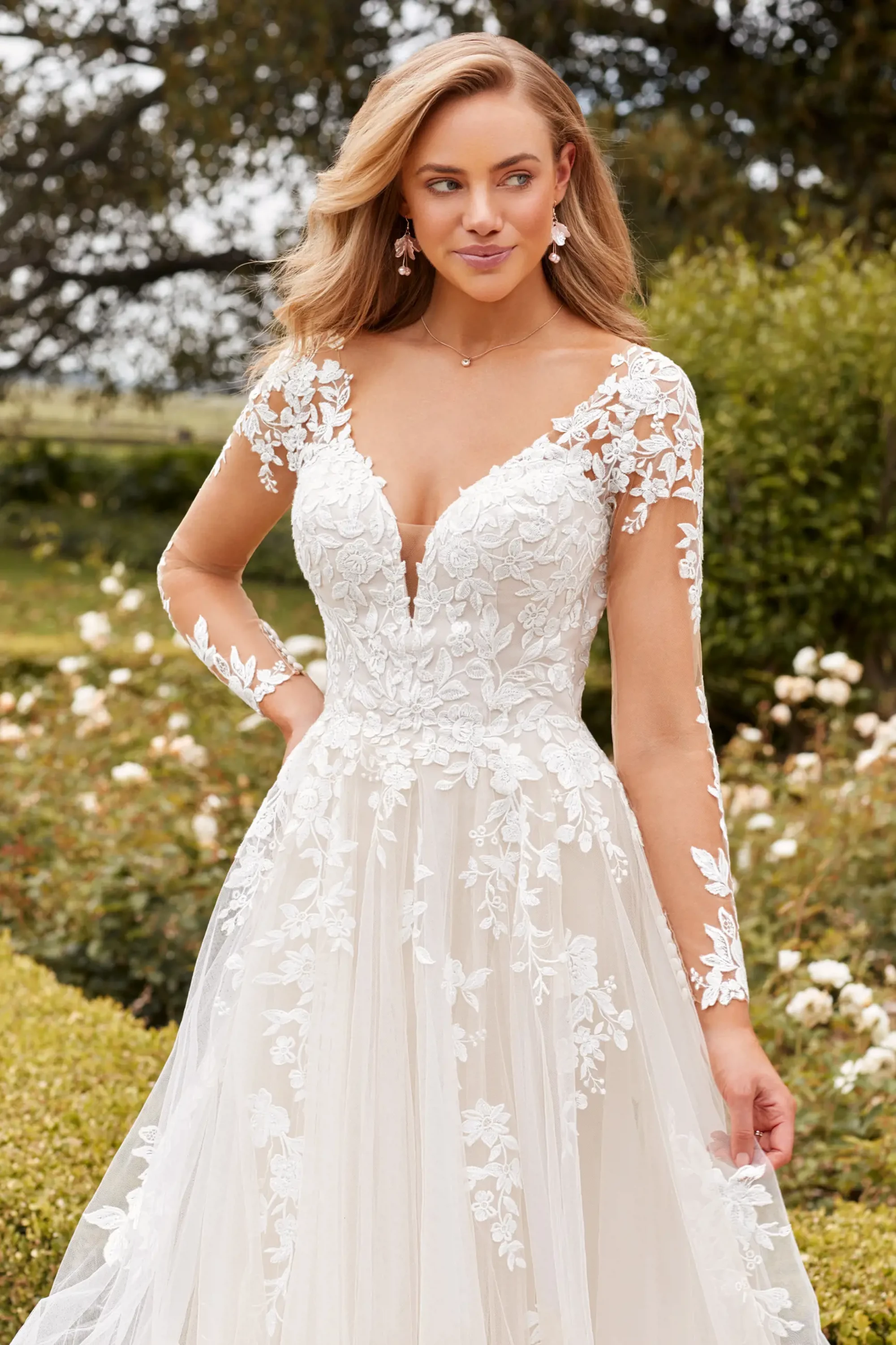 Romantic A-Line Gown with Illusion Long Sleeves | Sophia Tolli