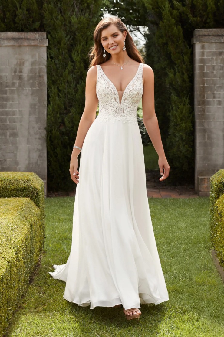 Chiffon Wedding Dress with Lace Bodice Claudia Thumbnail Image