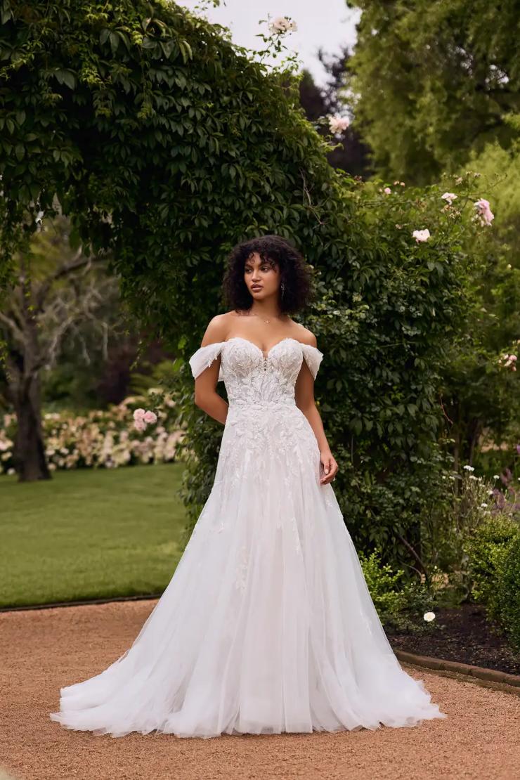 Ethereal Wedding Dress with Beaded Semi-Sheer Bodice Gueniver