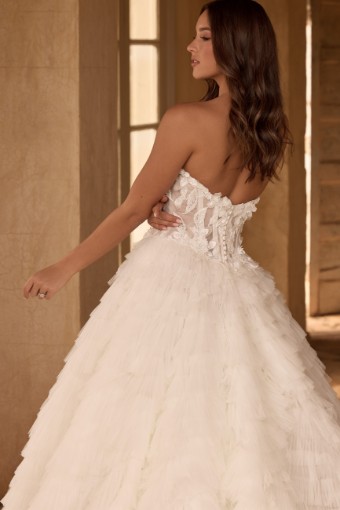Textured Ball Gown Wedding Dress with Beading Mar $4 Ivory thumbnail