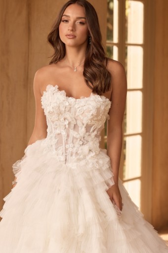 Textured Ball Gown Wedding Dress with Beading Mar $3 Ivory thumbnail